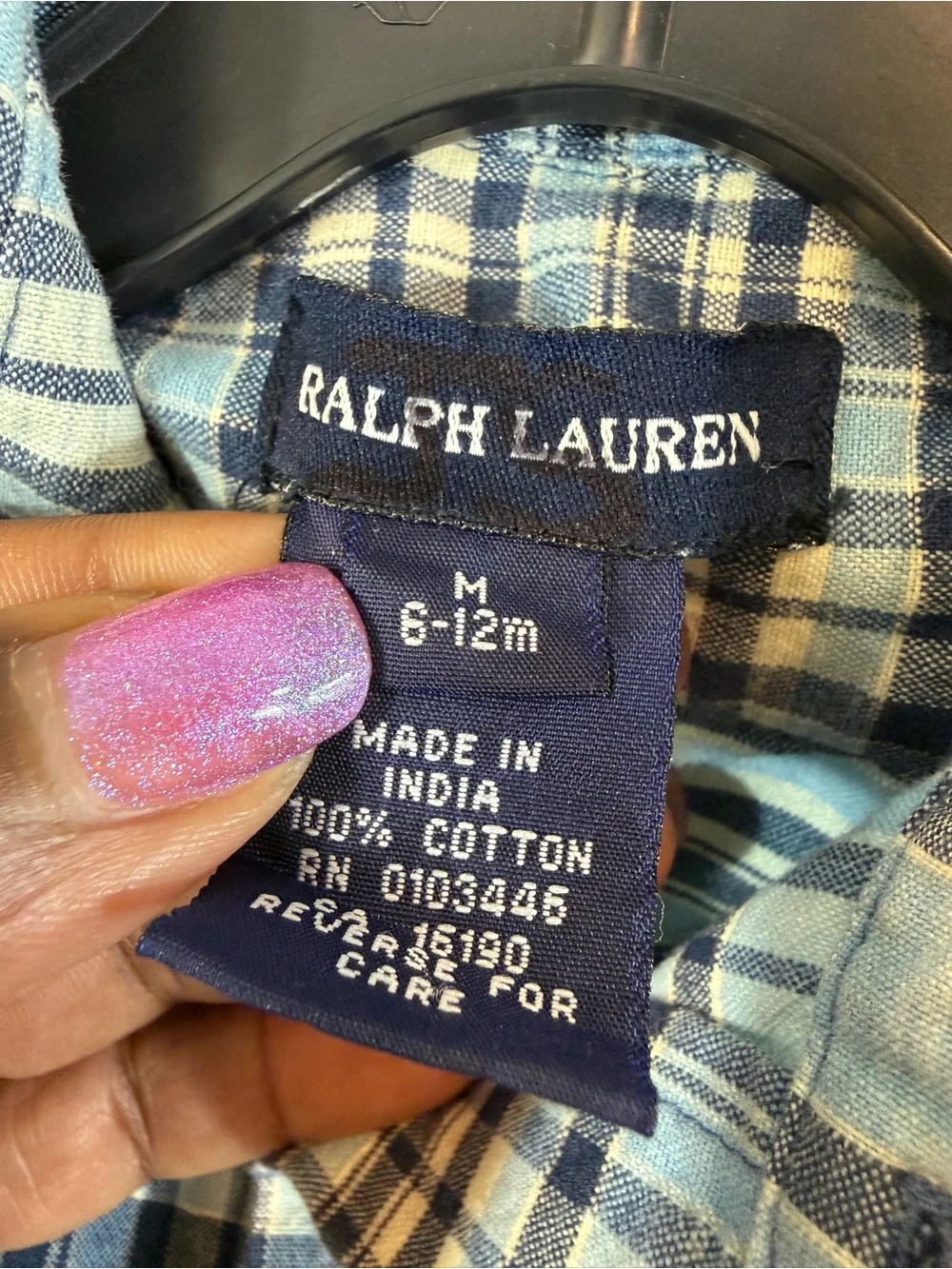 Ralph Lauren Blue Plaid Button Down Shirt Baby Boy 6-12 Months Surfer Preppy